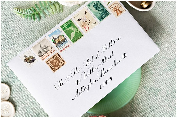 vintage stamp set for wedding invitations