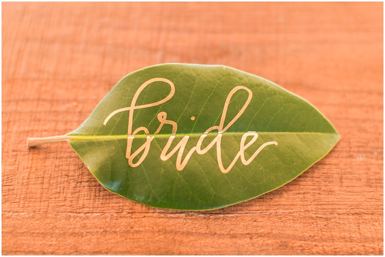 Custom Leaf Calligraphy Place Cards