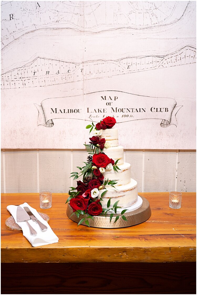 Simple Wedding Cake Red Flowers