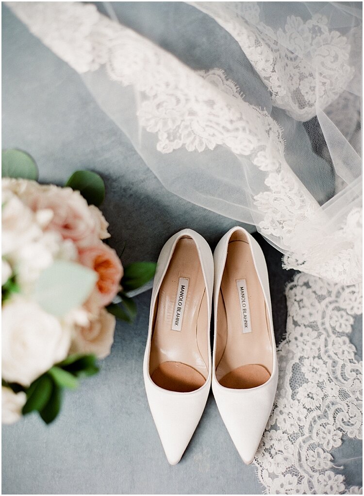 Bridal Shoes and Lace Veil