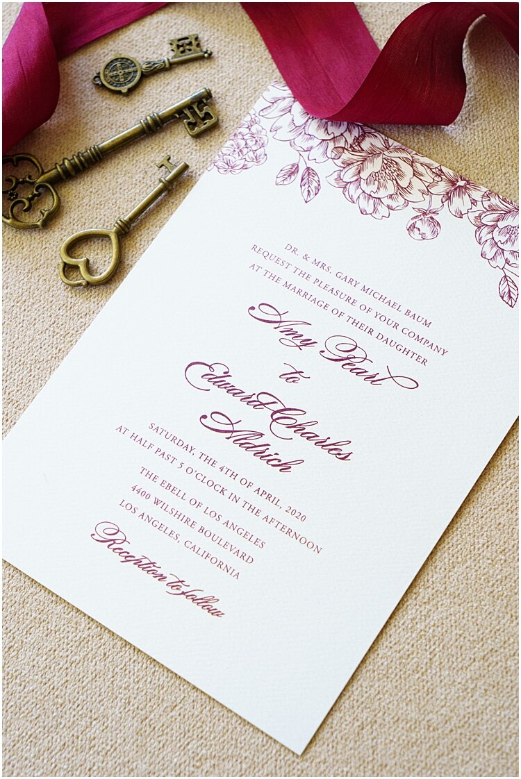 Ebell of LA custom wedding invitation