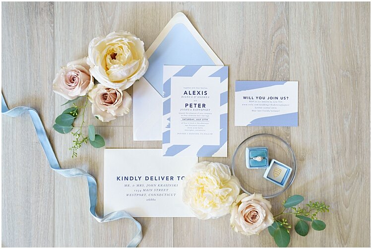 Baby Blue Modern Connecticut Wedding Invitation