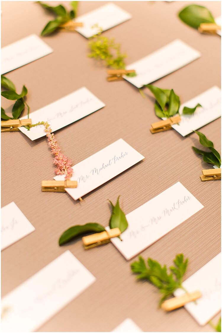 Inn at Longshore Wedding Place Cards with Leaves