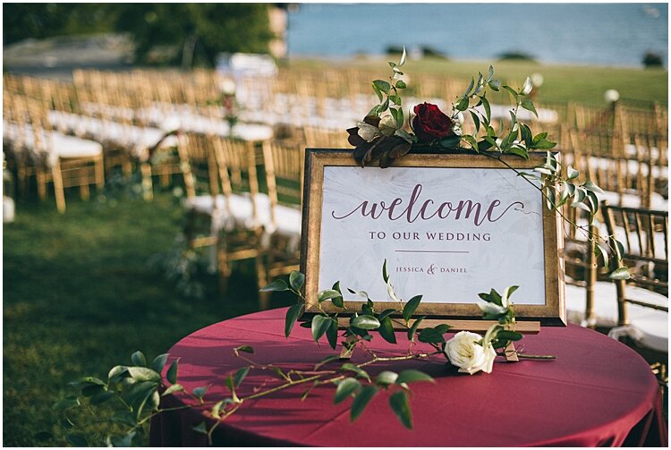 Burgundy Custom Wedding Welcome Sign