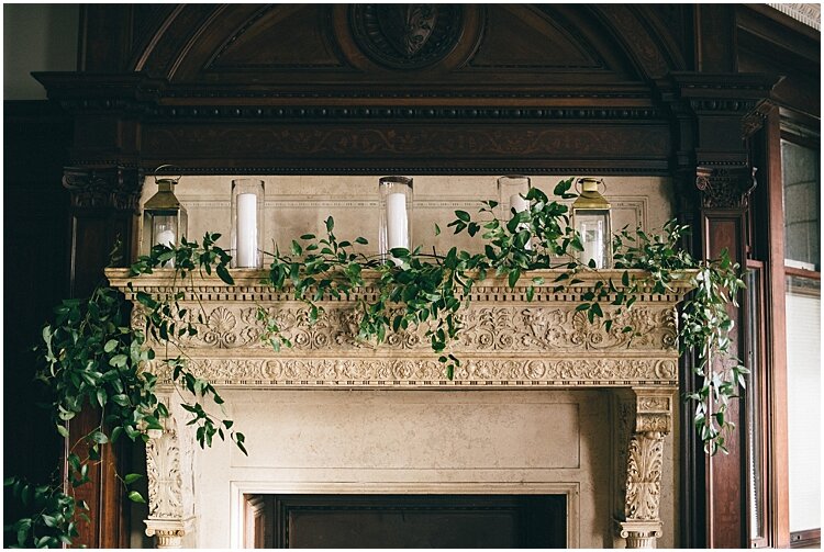 CT Fireplace Greenery Wedding Decor