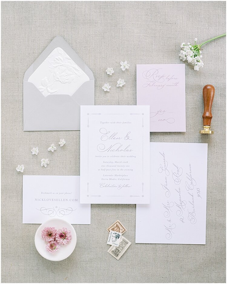 custom lavender wedding invitation