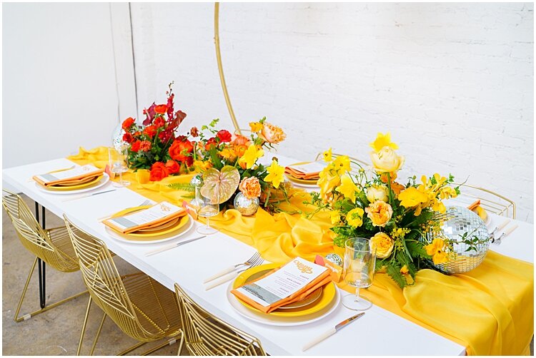 bright yellow wedding table decor