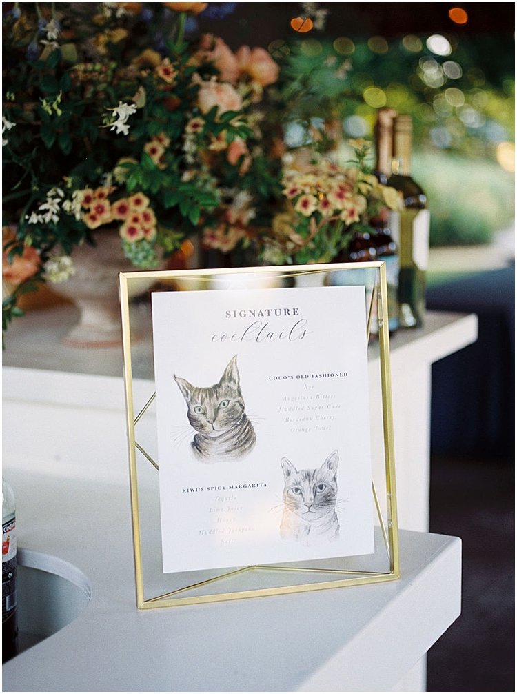 Cat Illustration Wedding Cocktail Sign