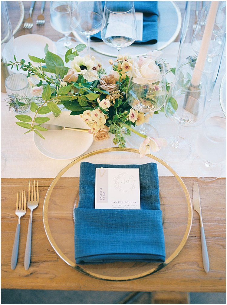pastel wedding menu table decor