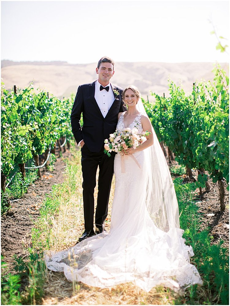 vineyard wedding bride and groom photo