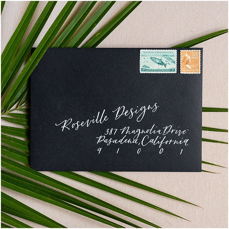 palm springs wedding envelope calligraphy