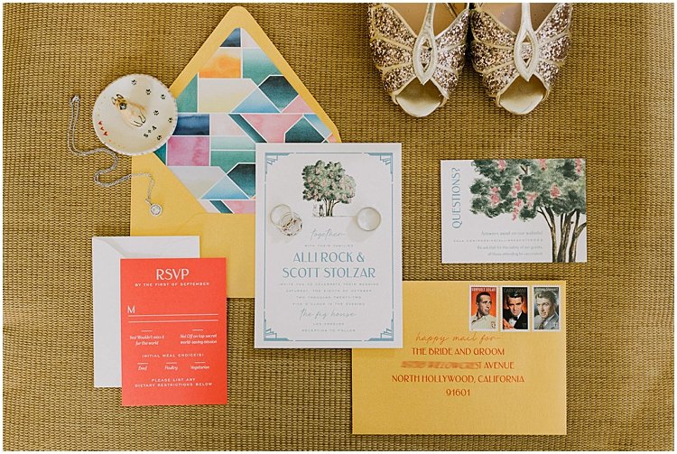 fig house custom illustration wedding invitation suite