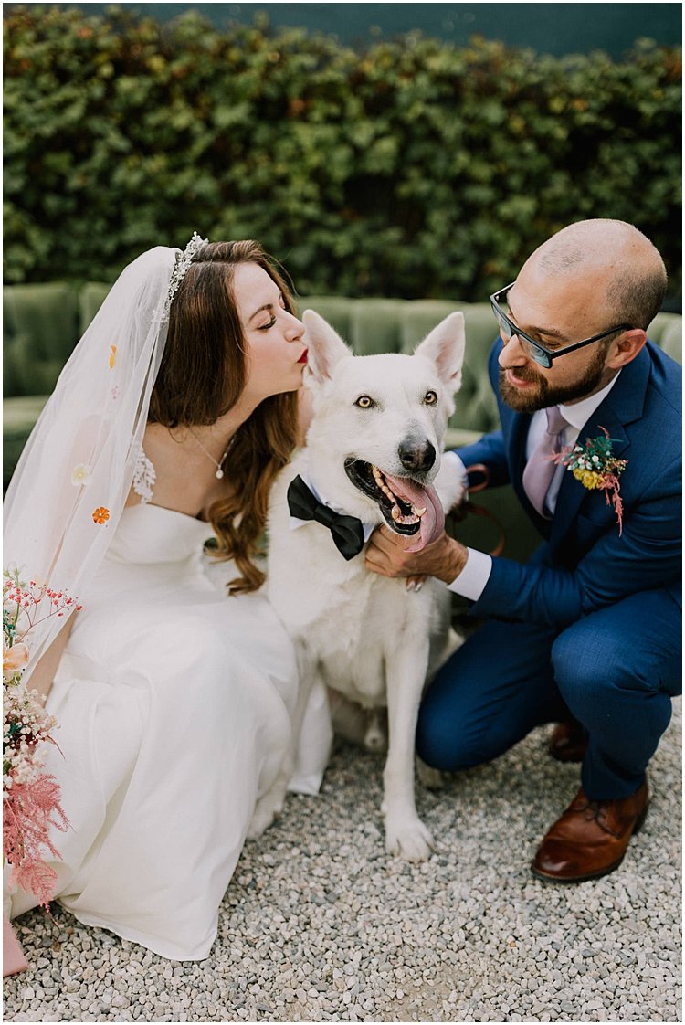fig house bride and groom with dog