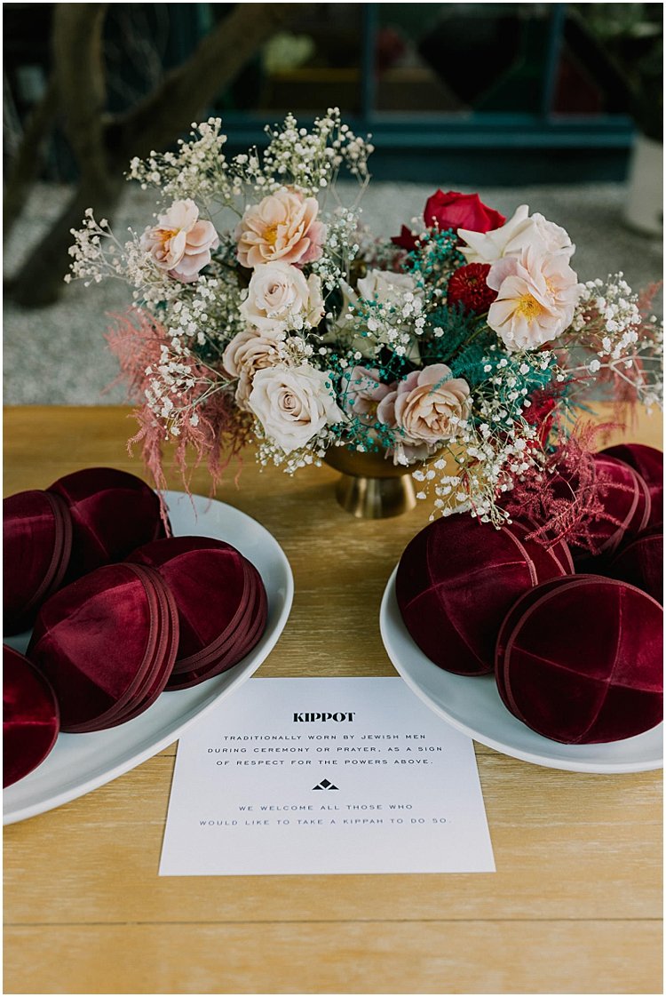 LA wedding kippot table