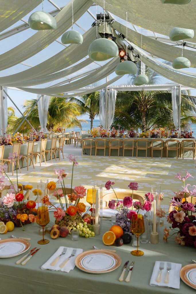 Chable Maroma tented wedding reception decor