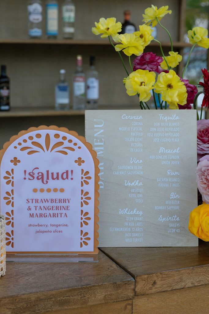 mexico acrylic and wood custom wedding bar sign