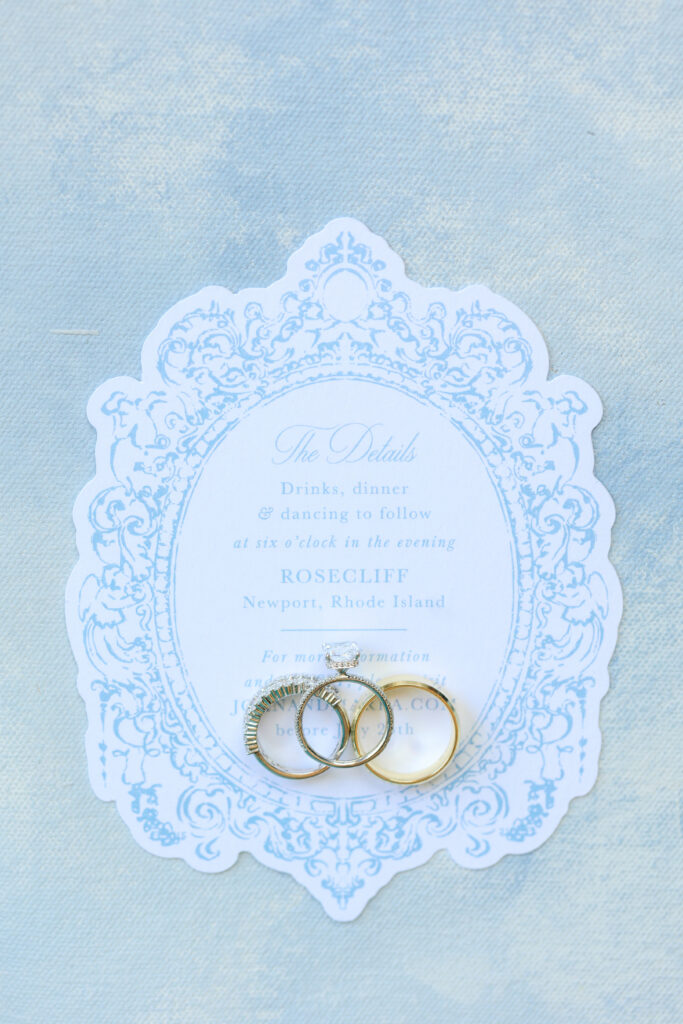 baby blue wedding details card