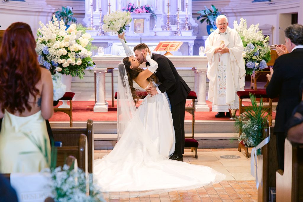 catholic wedding ceremony kiss